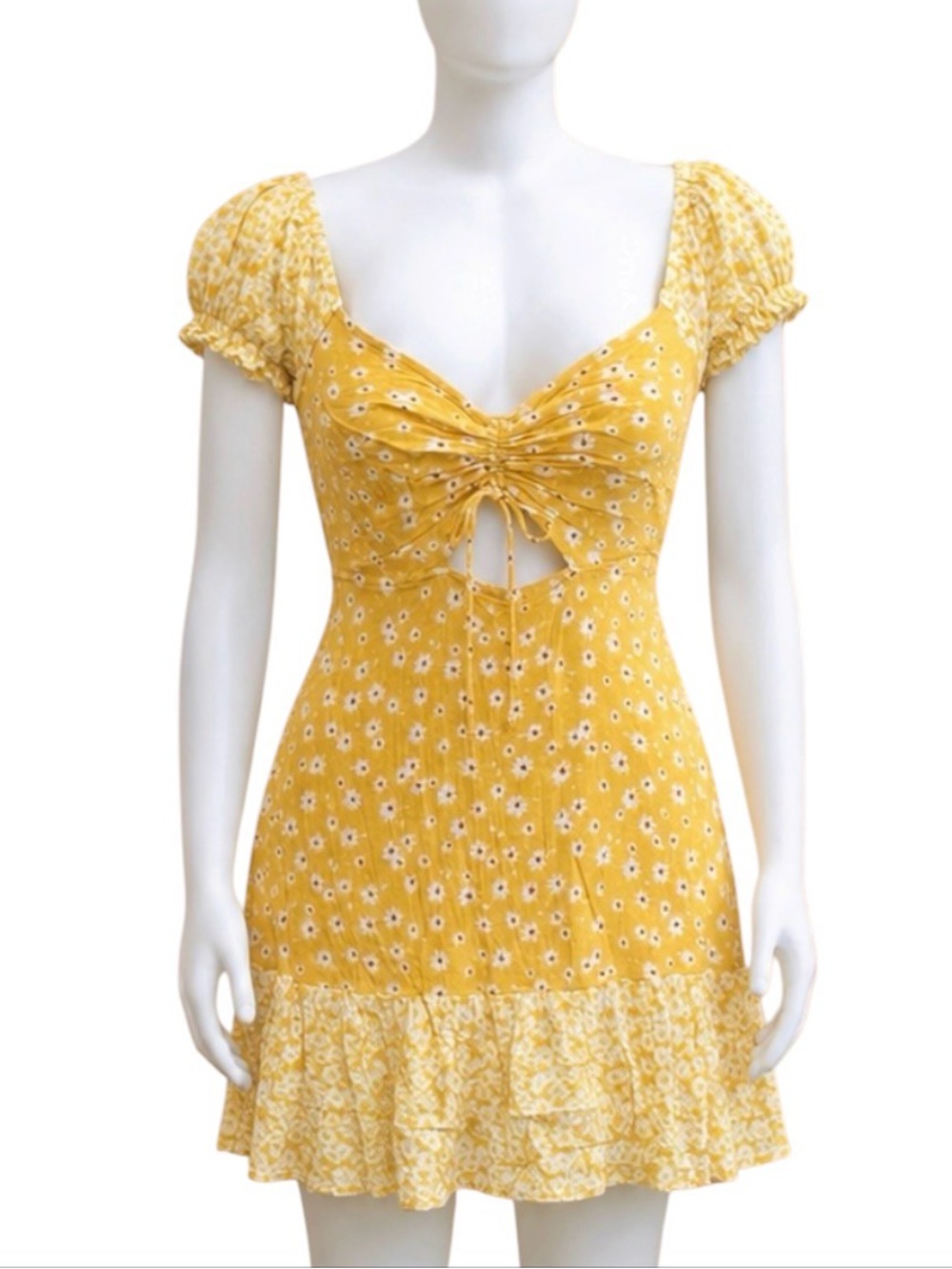 Derek heart Rare Y2k floral Daisy Tie-Front Mini Sun Dress size small